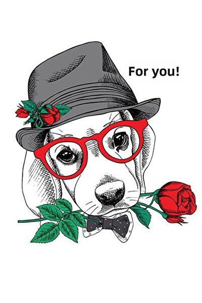 hediyeniburadabul Ρομαντική Ξύλινη Αφίσα Σκύλου 20x30 - Mdf