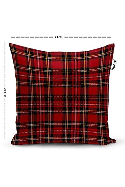 Sakallı Home Plaid Pattern 3D Digital Printed Decorative Throw Pillow Cover