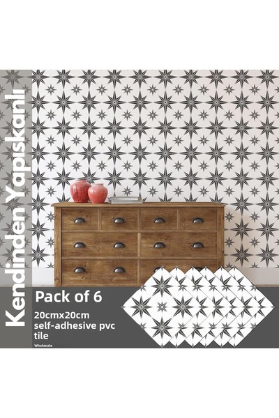 TechnoSmart 6 Pieces 20cm×20cm Self Adhesive Wall Covering Kitchen Bathroom PVC Sticker Decoration