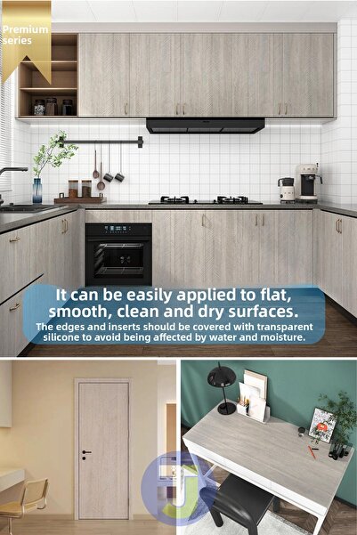 Technojet Self Adhesive Textured Herringbone Pattern Premium Kitchen Wall Cabinet Covering 60Cmx100Cm