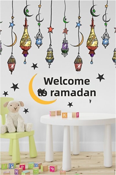 efekt reklam Ramadan Themed Welcome Ramadan Colorful Lantern Pendant Lamp Gla...