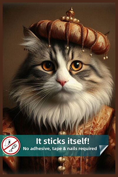 Pi Papers Αφίσα Noble Furry Cat, Premium εκτύπωση αφίσας, γκρι γάτα, στατικό ...