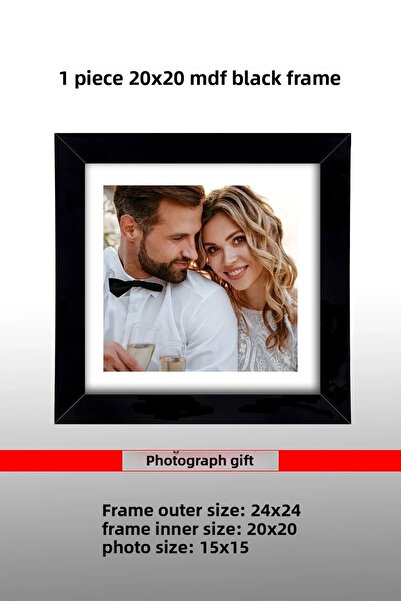 Bytwo 1 Piece 20X20 Frame - Black Frame - Mdf Square Frame - Photo Frame