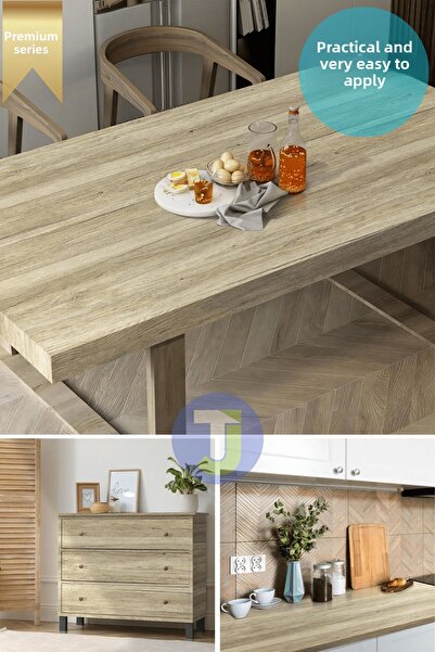 Technojet Self Adhesive Natural Wood Textured Wall Cabinet Table Kitchen Countertop Veneer 60cmX100cm