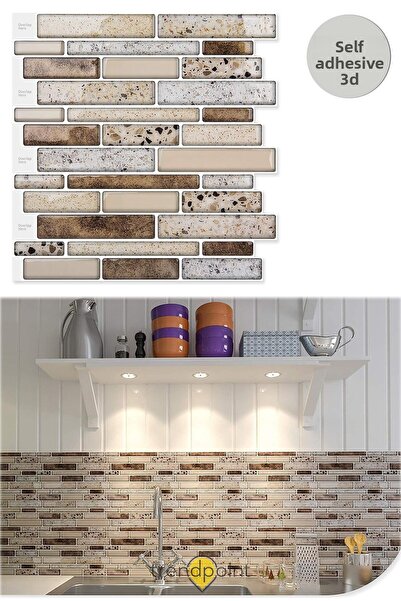 Trendpoint 1 брой 3D 30 см × 30 см кухненски плот за кухня PVC самозалепващ с...