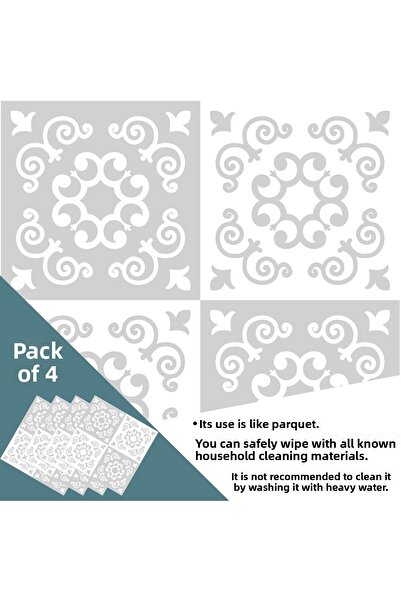 TechnoSmart 4 Pieces 30cm×30cm Self Adhesive LVT Floor Wall Covering Kitchen Bathroom Tile Sticker