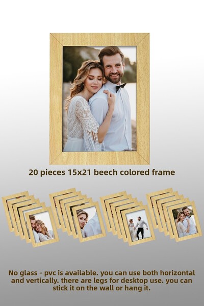 Bytwo 20 bucăți 15x21 cadru MDF - 15x21 cadru din fag - cadru din lemn A5