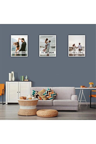 Ceymas Hediyelik Valentine's Day Illustrated 3-Piece Painting Set - Name, Dat...