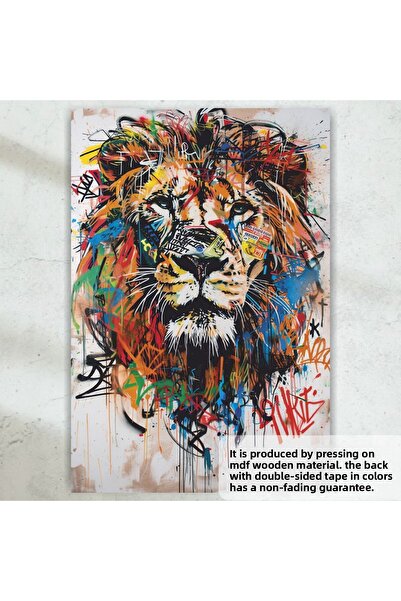 Hayat Poster leu popart arta perete decor casa pictura poster retro din lemn