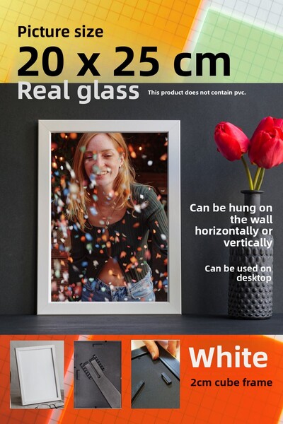 CreaWitch 20mm Frame - Real Glass Photo Picture Frame with Stand or Wall Hanging Horizontal-Vertical