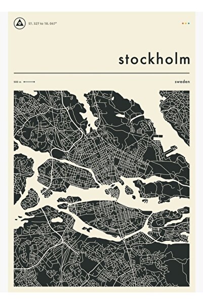 Universal Διακοσμητική ξύλινη αφίσα με χάρτη της Στοκχόλμης