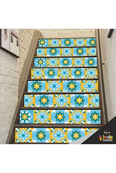 Bigaimaj 5 bucăți autocolante pentru scări cu model de flori - 18 cm x 120 cm folie de acoperire