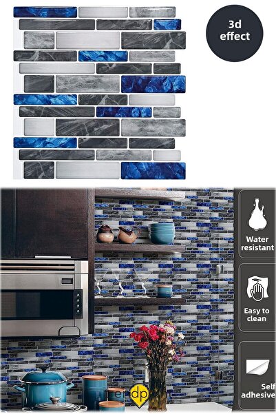 Trendpoint 1 брой 3D 30 см × 30 см самозалепваща се мозаечна кухненска плот з...
