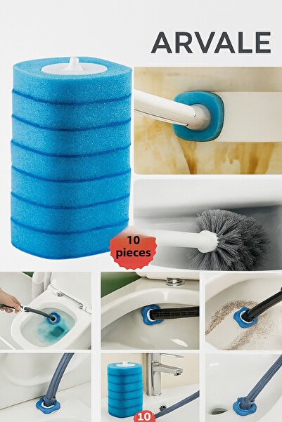 ARVALE 10 Pieces Sponge Blue Toilet Sponge - With Water and Detergent