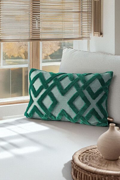 HAMUR Διακοσμητικό ορθογώνιο κάλυμμα μαξιλαριού μαξιλαριού Bohemian Special Design Punch Pattern Mila Z.Yesil