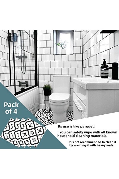 TechnoSmart 4 Pieces 30cm×30cm Self Adhesive Lvt Floor Wall Covering Kitchen Bathroom Tile Sticker