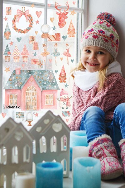 Sticker Ekspres Vis de Anul Nou în culori pastelate Set de autocolante de per...