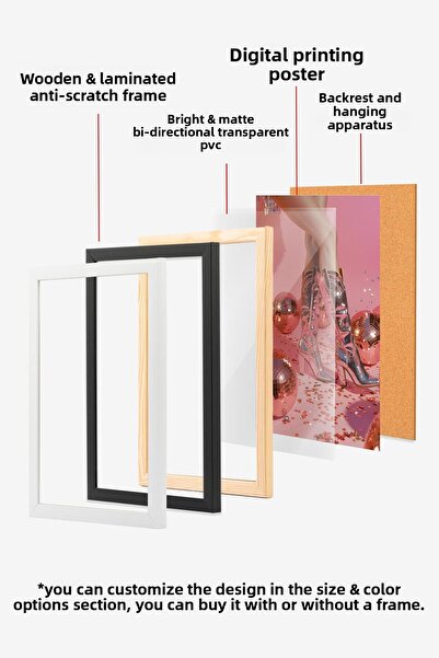 Postifull Комплект за картина в бяла рамка, максималистична картина за стена с „Диско топка“, комплект от 3 постери, № 300795