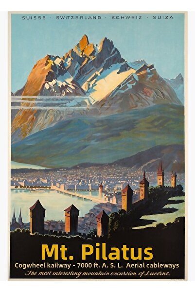 Universal Muntele Pilatus, Elveția, Schi Poster Tablou Poster din lemn Decorativ