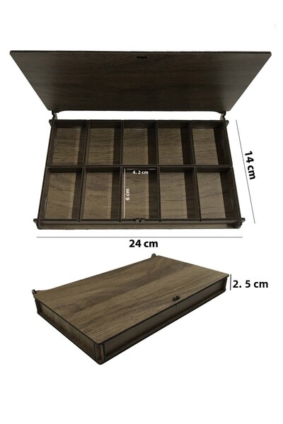 aladepo Cutie Organizator Decorativa Din Lemn Cutie Machiaj Bijuterii 10 Compartimente Fin