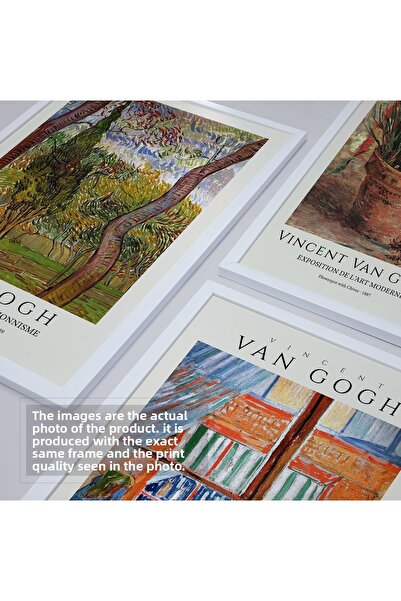 HOMEPACK Set de picturi din 3 piese Vincent Van Gogh cu cadru laminat alb Hpn100