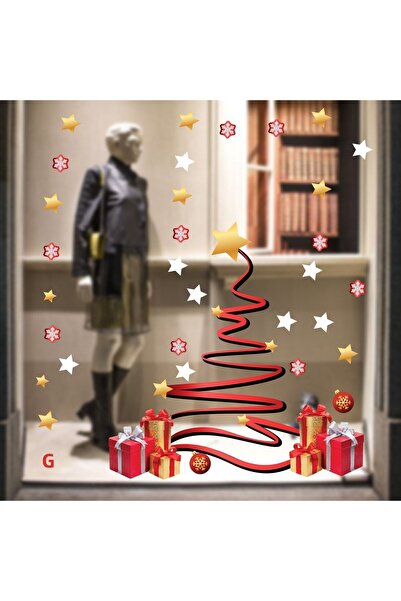 Aysprint مجموعة ملصقات تصميم السنة الجديدة للزجاج، والواجهة، والجدار، والباب