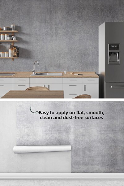 Technojet Self Adhesive Textured Cement Look Kitchen Wall Cabinet Table Covering 60cmX300cm