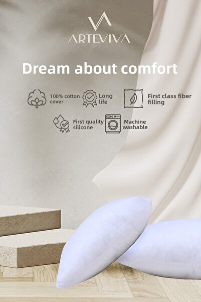 ARTE VİVA غطاء وسادة رمي قطعتين وسادة داخلية 45x45 350 غرام خرز من ألياف السيليكون وسادة رمي داخلية - مادة مضادة للحساسية