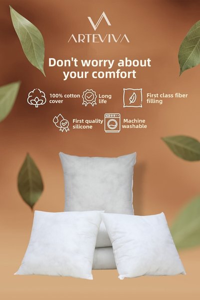ARTE VİVA 2-Piece Throw Pillow Cover Inner Pillow 45X45 350 Gr Fiber Pillow Inside -