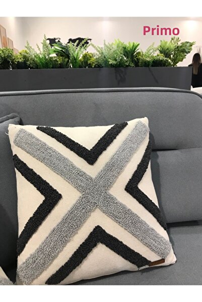 SOFT DEKOR مجموعة غطاء وسادة مطرزة بنمط هندسي