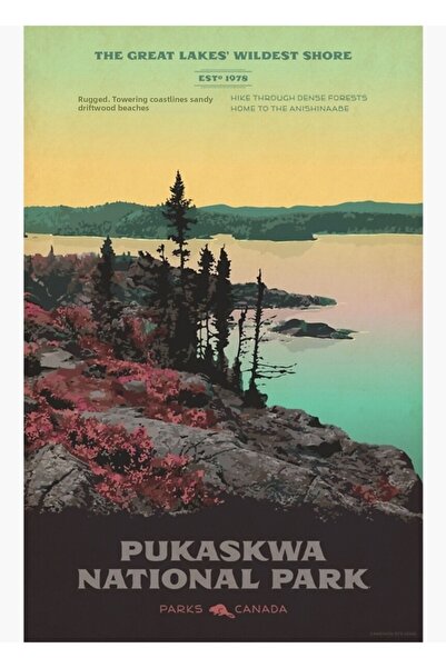 Universal Επιτραπέζια ξύλινη διακοσμητική αφίσα του Εθνικού Πάρκου Pukaskwa