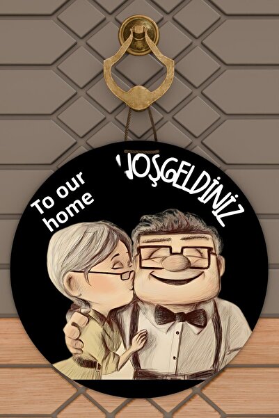 Rugmood Ornament Modern pentru Ușă Negru Dulce Cuplu Ornament pentru Ușă de E...