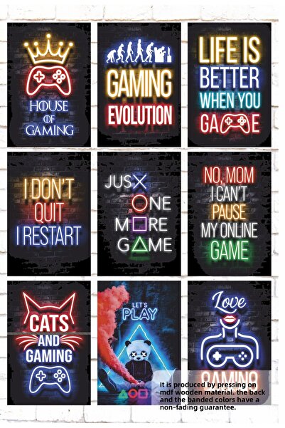 Hayat Poster gamer gamer cameră de tineret ps pc consola jocuri 9 Piece Mixed Wood Table Set poster set