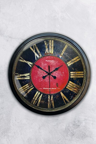 Kasva Concept هدية ساعة حائط معدنية سوداء مقاس 40 سم باللون الأحمر والأسود