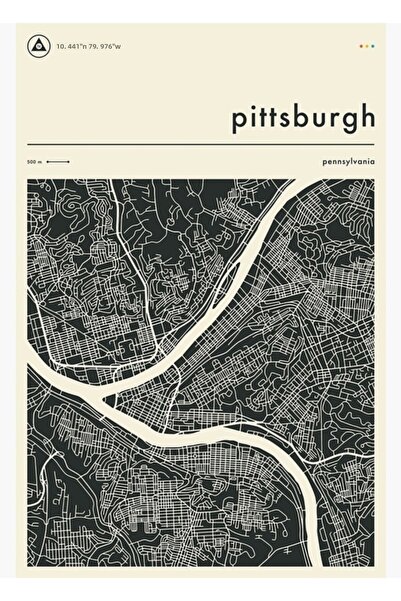 Universal Pittsburgh Map Painting Poster din lemn decorativ
