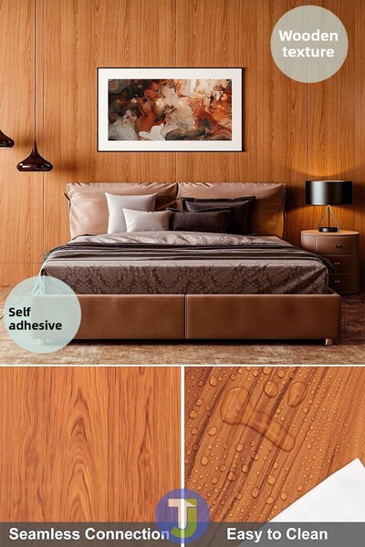 Technojet Αυτοκόλλητο Ξύλινο Look Κουζίνα Μπάνιο Πάγκος Τοίχου Ντουλάπι Τραπεζιού 60X300cm