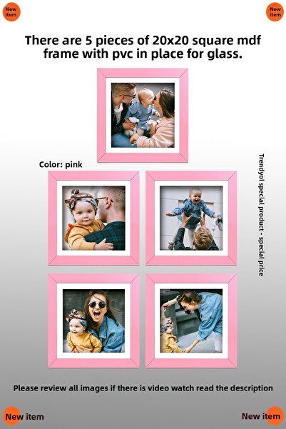 yhfoto 5 قطع 20X20 إطار وردي مربع - إطار MDF
