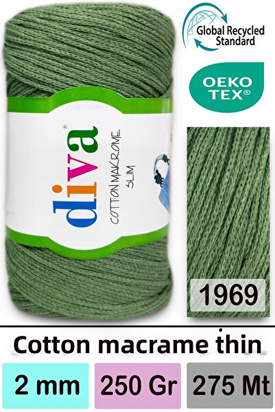 Diva İplik Diva Cotton Macrame Thin 1969 Verde Măr