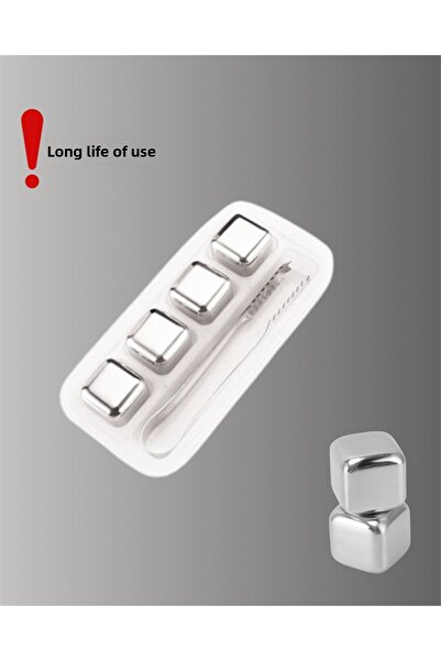 Clevora Metal Ice Cube Set and Ice Clip Made of Stainless Steel