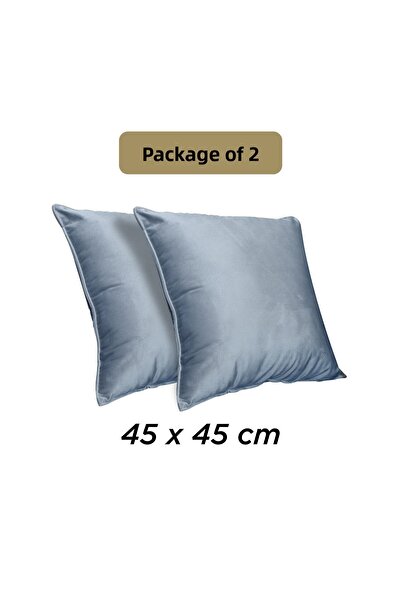 In House 2 Pieces Velvet Decorative Cushion Set Solid Design - 45x45 Cm