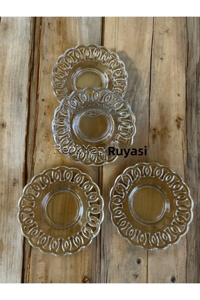 RENK YAPI RÜYASI Tea Plate 6 Tea Plates, Melamine Tea Plate, Solid Plastic Coaster with Porcelain Appearance Fashionable Pattern