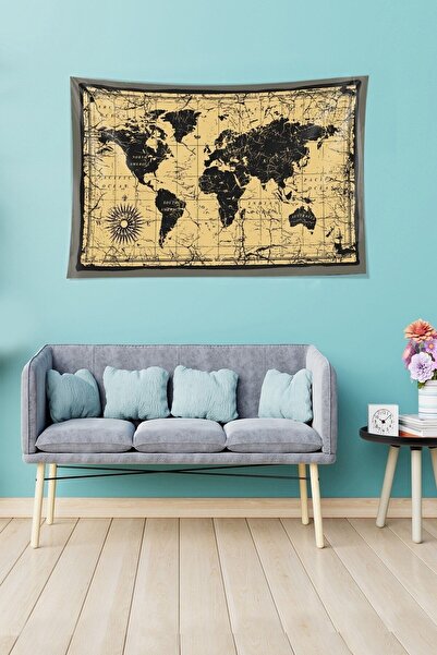 on the clouds Old World Map Stain Resistant Velvet Textured Fabric Wall Cloth Wall Carpet Tapestry
