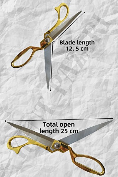 Kent Pazarı Professional Tailor Scissors Fabric, Leather, Jeans Cutting 26cm 10.5" Golden Yellow Stainless Steel