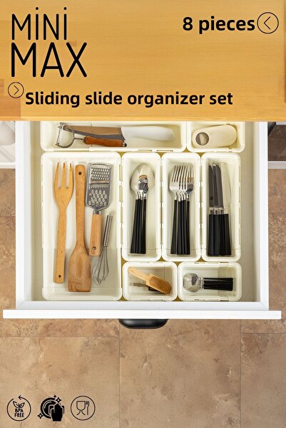 Nandy Home Organizator de sertar cu 8 bucăți MiniMax cu glisare reglabilă