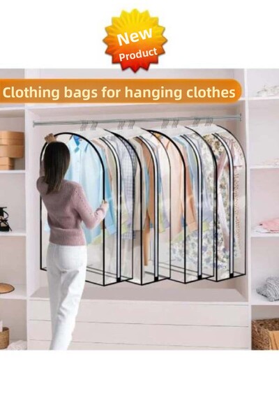 DEMİROĞLU EV TEKSTİL Husă transparentă din PVC pentru mai multe costume. Sac de organizare pentru dulap.