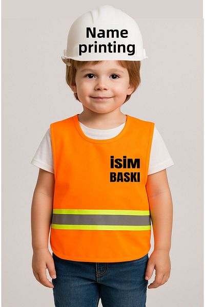 Essafe Child Engineer Vest and Hardhat Set (You Can Inform Us of the Printing and Hardhat Color in the Question Section)