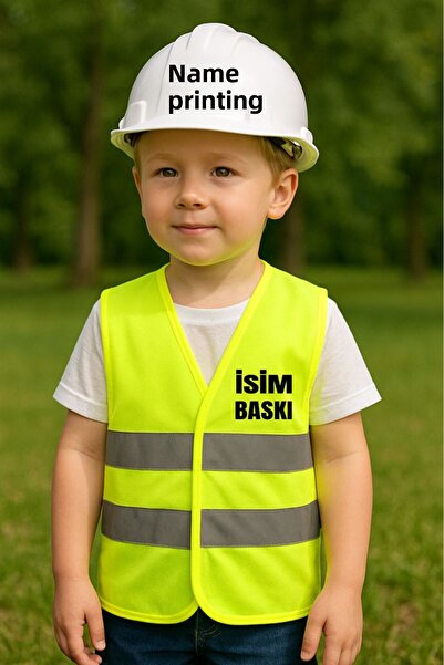 Teknik سترة مهندس للأطفال + خوذة (يمكنك الاستفسار عن طباعة ولون الخوذة في قسم الاستفسار)