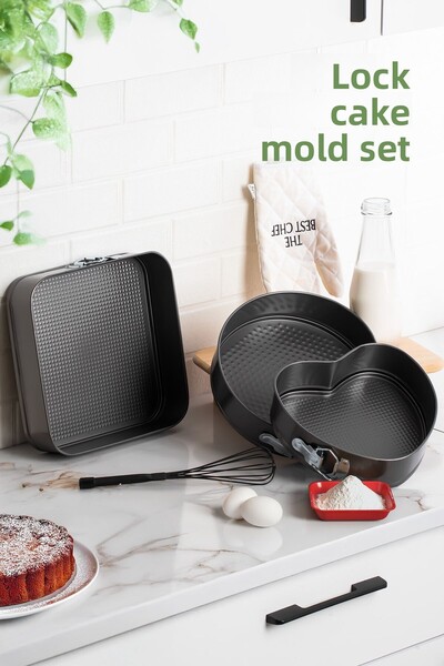 Porsima 911 3-Piece Fireproof Non-Stick Metal Locking Clamp Cake Mold Set