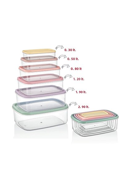Palica Set of 6 Rectangular Food Storage Containers Suitable for Microwave and Deep Freezer Storage Containers