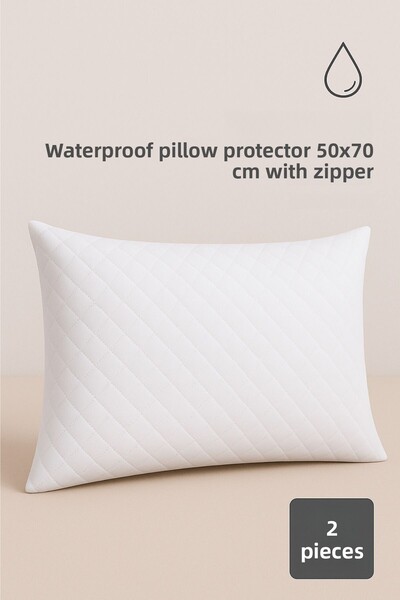 MARLA HOME Liquid Proof Pillow Protector |   Zippered - 50X70 cm |   Silent and Non-Sweating Cotton Fabric